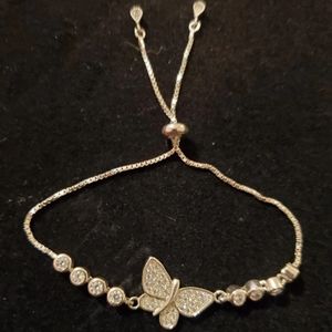 Blingy Silver Crystal Rhinestone Butterfly Slide Bracelet